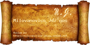 Milovanovics János névjegykártya