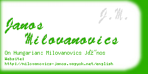 janos milovanovics business card